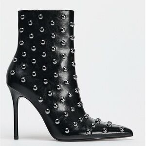 Zara Metal Appliqué stiletto heel booties